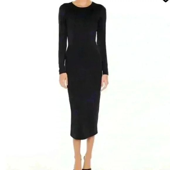 Zara Black Bodycon Knit Long Sleeve Sweater Midi Dress Women’s Size Medium - Picture 1 of 7